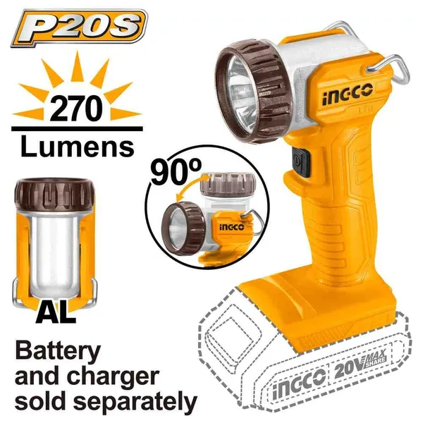 Lampe de travail sans fil 20V INGCO CWLI2038
