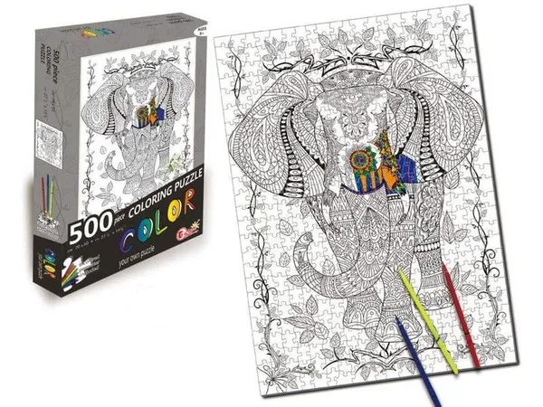 Puzzle Éléphant À Colorier 500 Pièces Adulte Enfant Anti Stress Créatif Relaxation Concentration Artistique