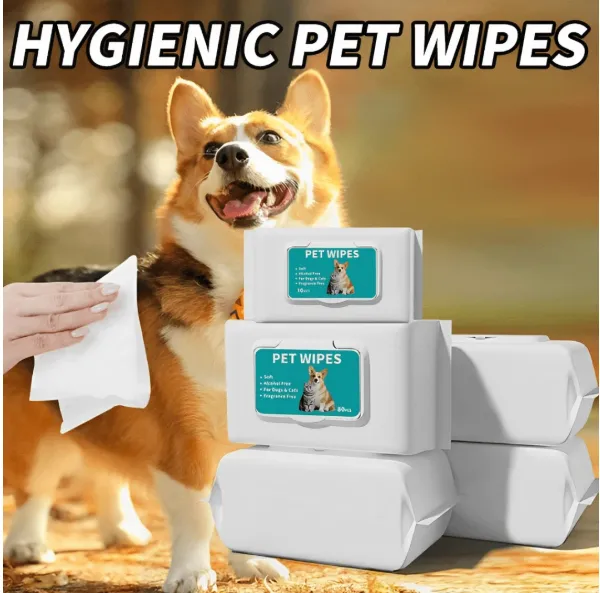 Lingettes hypoallergéniques pour chien et chat, lingettes de toilettage nettoyantes et désodorisantes pour les pattes, le corps et les fesses