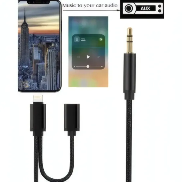 Câble Audio 2 en 1 iOS & Android - Adaptateur Aux 3.5mm