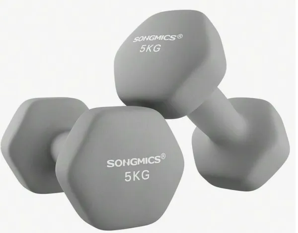 SONGMICS - Lot de 2 Haltères Hexagonaux, avec revêtement néoprène antidérapant