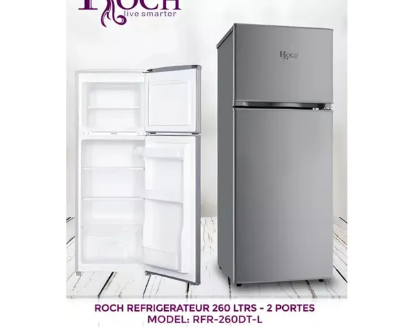 Refrigerateur Roch 2PORTES 260LITRES Gris RFR260DTL