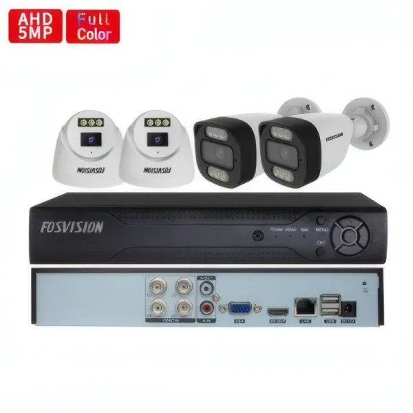 Kit de Surveillance FOSVISION FS-318 - 4 Caméras 5MP Full Couleur