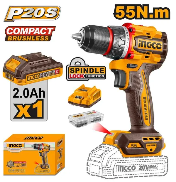 Perceuse-visseuse sans fil 20V INGCO CDLI205582