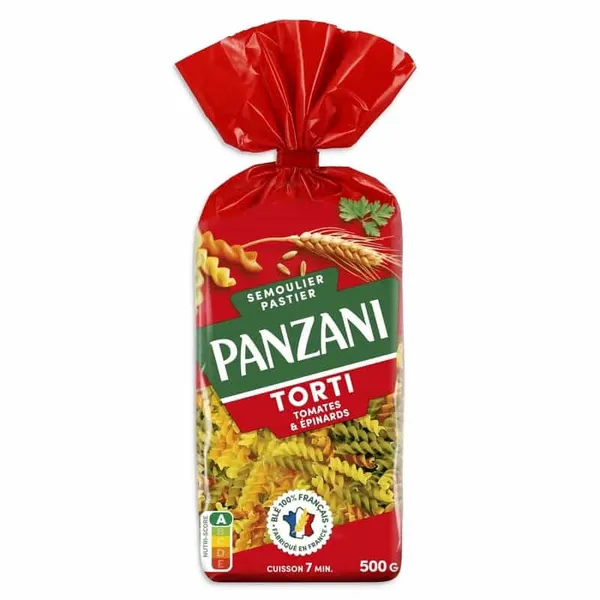 PANZANI - Pâtes Torti à la tomate et aux épinards - 500g