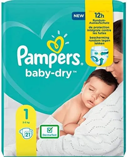 PAMPERS Baby Dry - Taille 1 (2 kg à 5 kg) - Lot de 21 couches