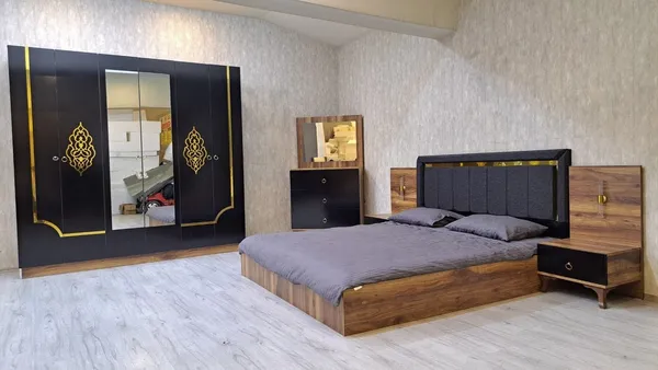 Chambre à Coucher 6 battants 5 pièces Noir Dore Hermes CAC014