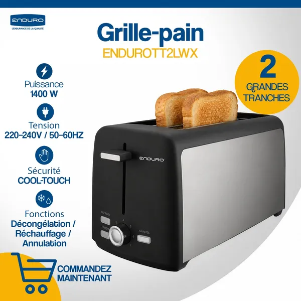 Grille Pain Enduro 1400W Noir TT2LWX