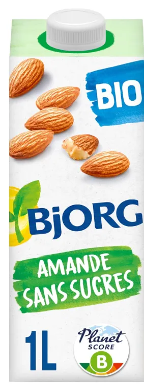 BJORG - Lait d'Amande Sans Sucre - Lait Végétal Bio - 1L