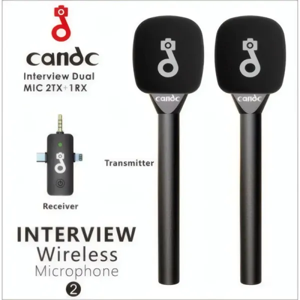 Microphone Sans Fil CANDC DC-T21 - Duo Émetteurs pour Interviews