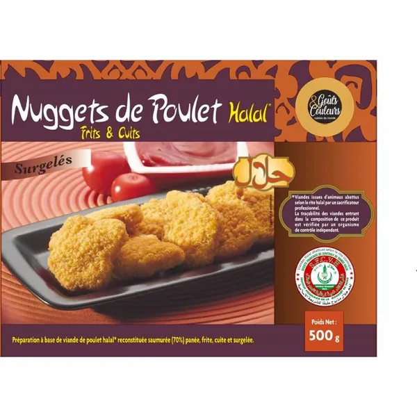 GOÛTS & COULEURS - Nuggets de poulet frits et cuits halal - 500g