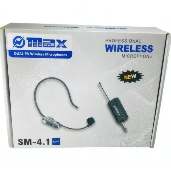 Microphone UHF Sans Fil MAX SM-4.1 - Casque et Cravate Inclus