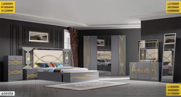 Chambre à Coucher Armoire 6 battants 6 pièces Gris 6191F