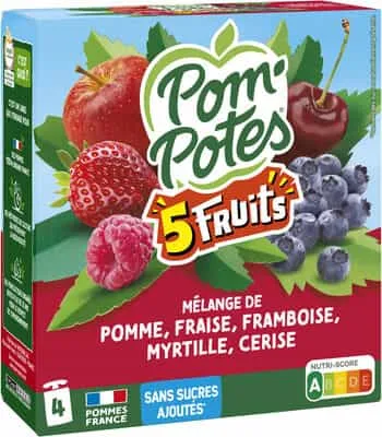 POM'POTES - 5 fruits rouges sans sucres ajoutés - 4 x 90 g