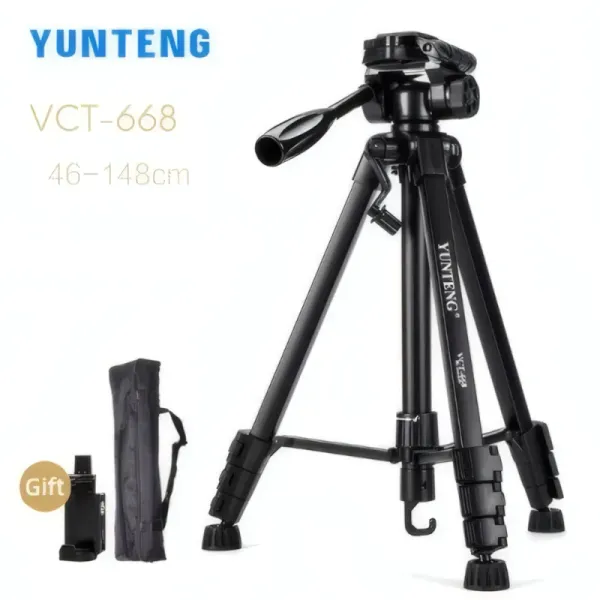 Trépied Caméra et Téléphone YUNTENG VCT-668 avec Tête d'Amortissement