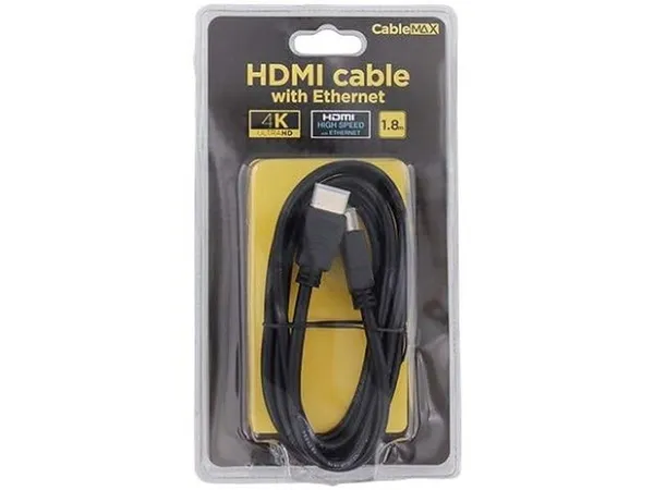Câble Max - HDMI avec Ethernet, 1.8mm compatible écrans 4K - Noir