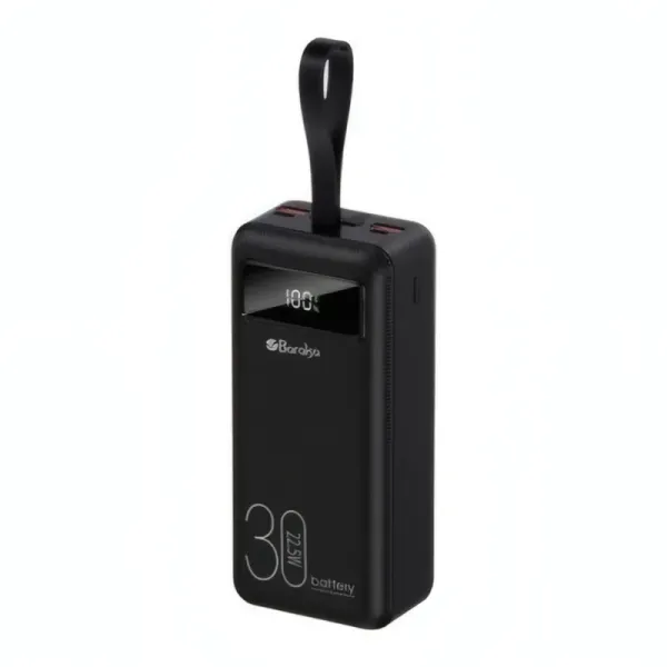 Power Bank Baraka 30000mAh Noir avec Câbles Type-C et Lightning