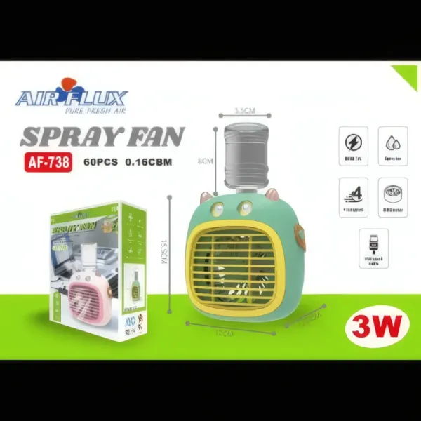 Ventilateur Humidificateur Portable AIRFLUX AF-738 - Recharge USB-C