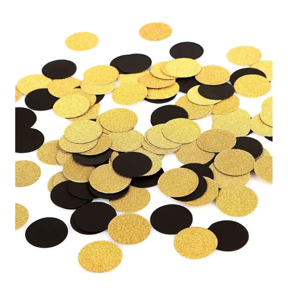 Confettis de table – 50 noirs & 50 dorés scintillants pour fête et mariage