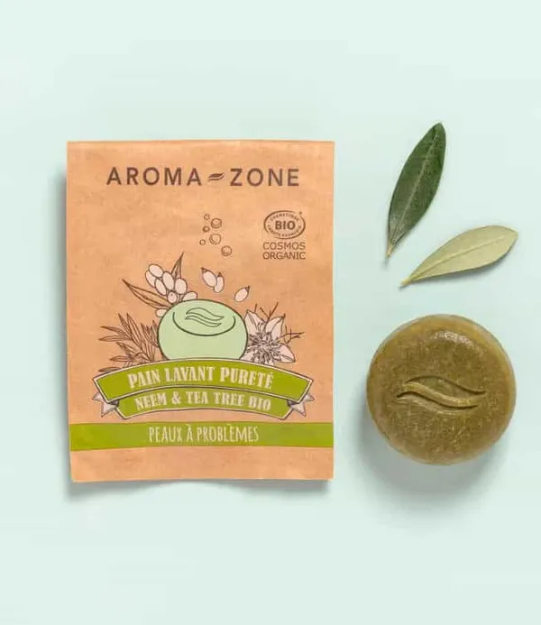 AROMAZONE - Pain lavant sans savon - Pureté Neem & Tea tree Bio - 50 g
