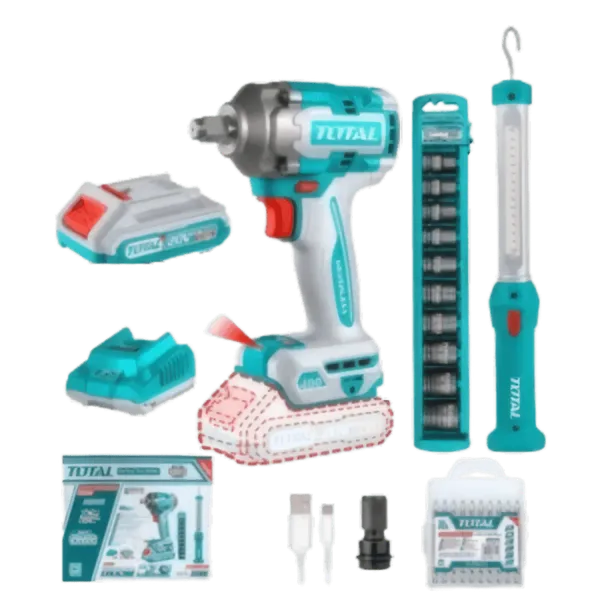 Combo Kit Sans Fil 20V : Clé à Choc & Lampe de Travail