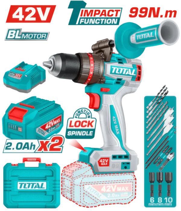 Perceuse à Percussion Sans Fil 42V Brushless - 99Nm