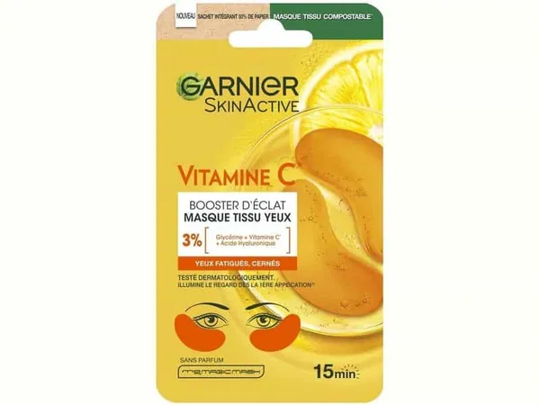 GARNIER SkinActive - Masque en Tissu Illuminant pour les Yeux,  a la Vitamine C