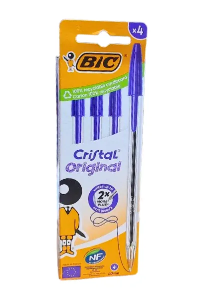 Stylos bille Cristal Original bleus Bic x4