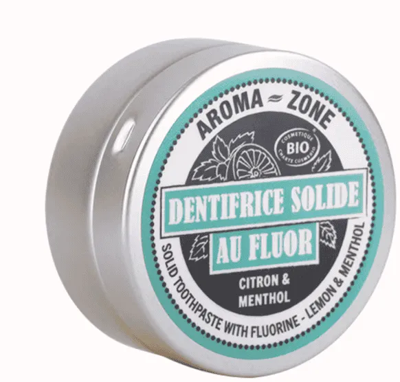 AROMA - ZONE - Dentifrice solide au Fluor - Menthol & Citron 20g